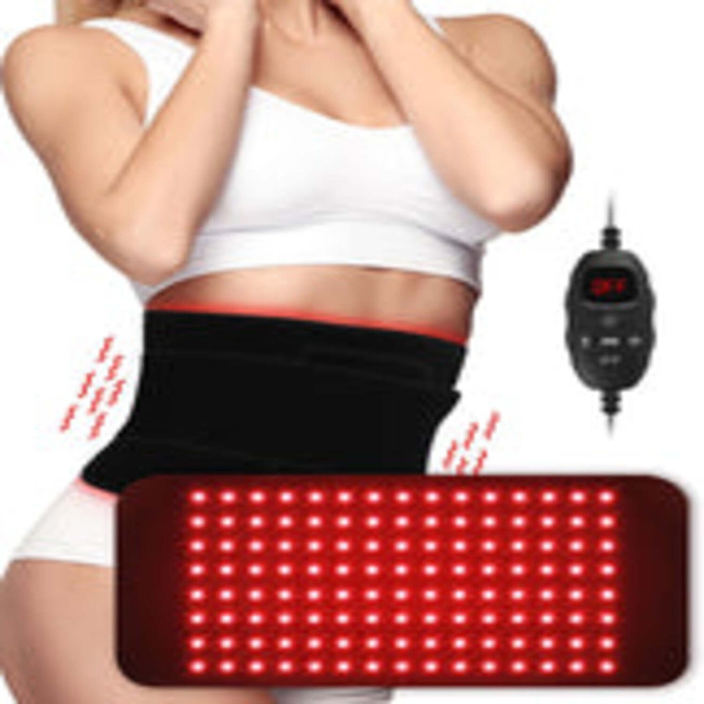 LumaRelief™ 120-LED Red Light Therapy Belt - 5-Level Vibration Massage & Pulsed Infrared for Body, Waist & Back Pain Relief & Improved Healing