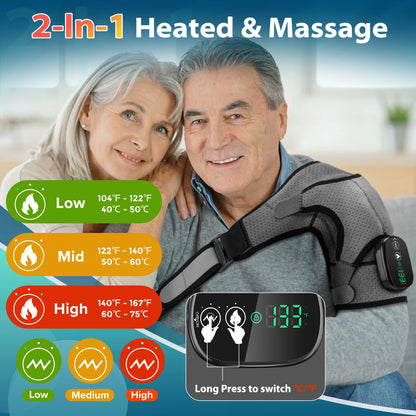 RotatoAid™ Cordless Heated Shoulder Massager with 3 Heat & Vibration Levels for Rotator Cuff and Upper Arm Relief