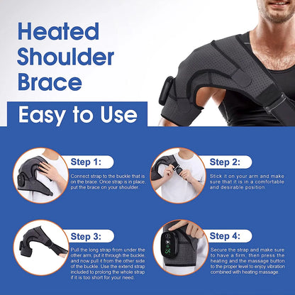 RotatoAid™ Cordless Heated Shoulder Massager with 3 Heat & Vibration Levels for Rotator Cuff and Upper Arm Relief