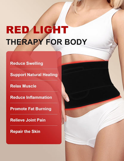 LumaRelief™ 120-LED Red Light Therapy Belt - 5-Level Vibration Massage & Pulsed Infrared for Body, Waist & Back Pain Relief & Improved Healing