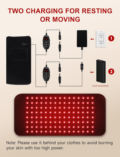 LumaRelief™ 120-LED Red Light Therapy Belt - 5-Level Vibration Massage & Pulsed Infrared for Body, Waist & Back Pain Relief & Improved Healing